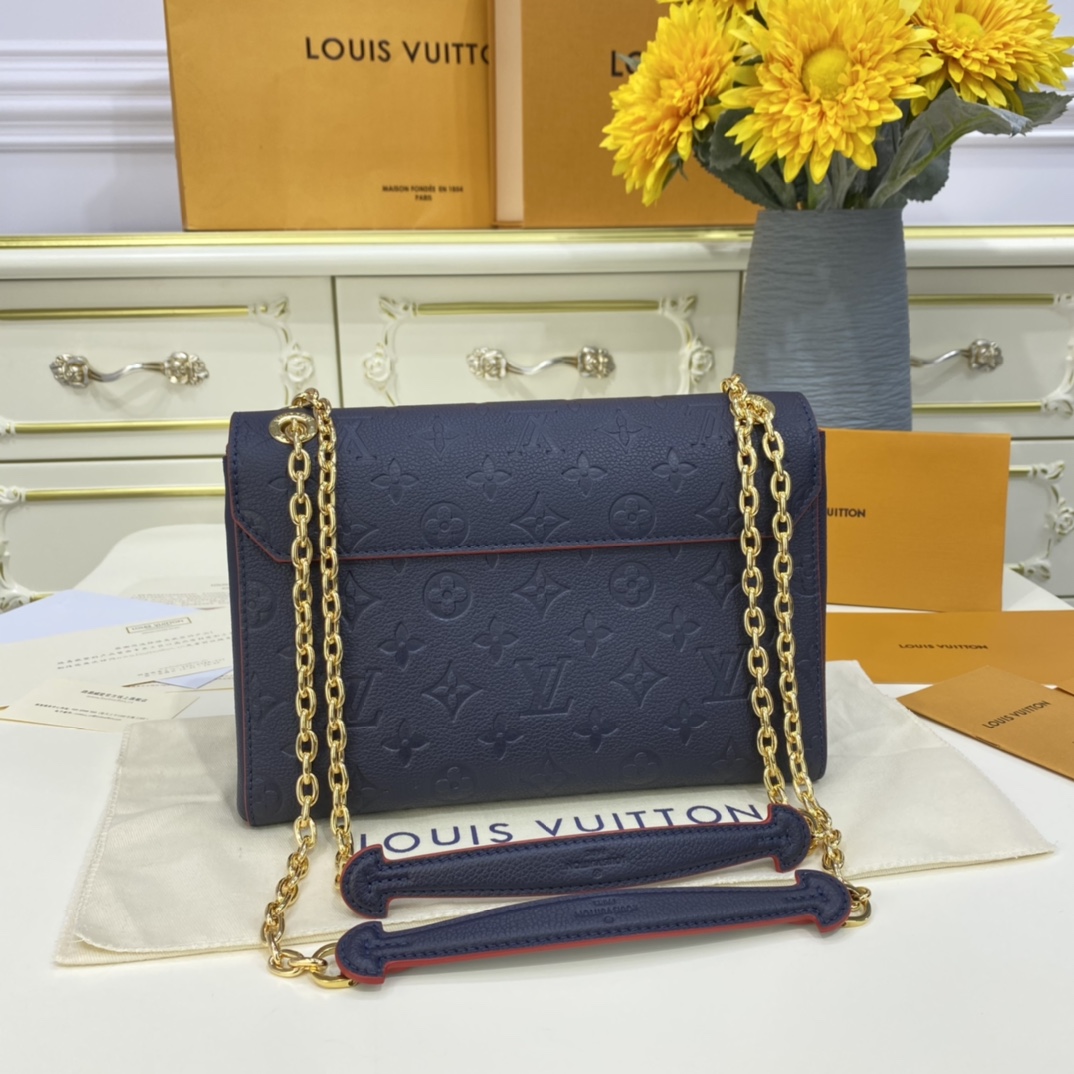 Louis Vuitton VAVIN PM Handbag Monogram Empreinte M52271 Navy/Red